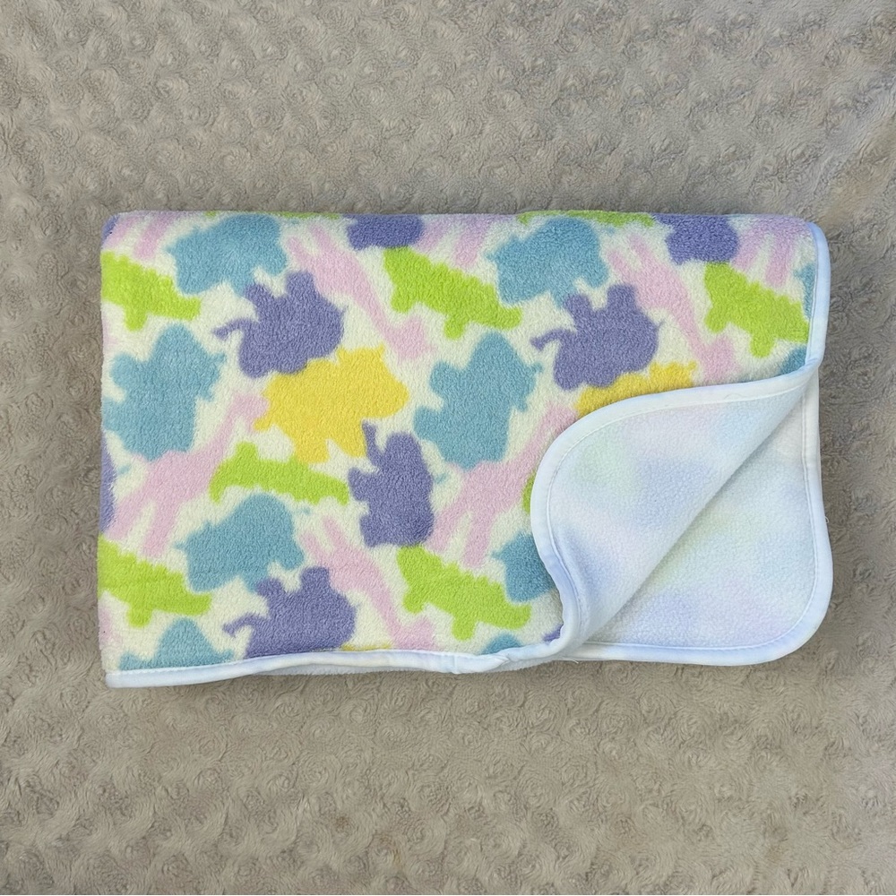 Northpoint Animals Baby Blanket Purple Blue White Yellow Hippo Elephant Giraffe